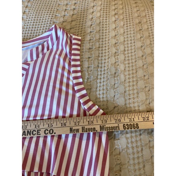 Sew In Love Top Size Large Tiered V Neck Sleeveless  Pink Striped Summer Blouse - Picture 9 of 11